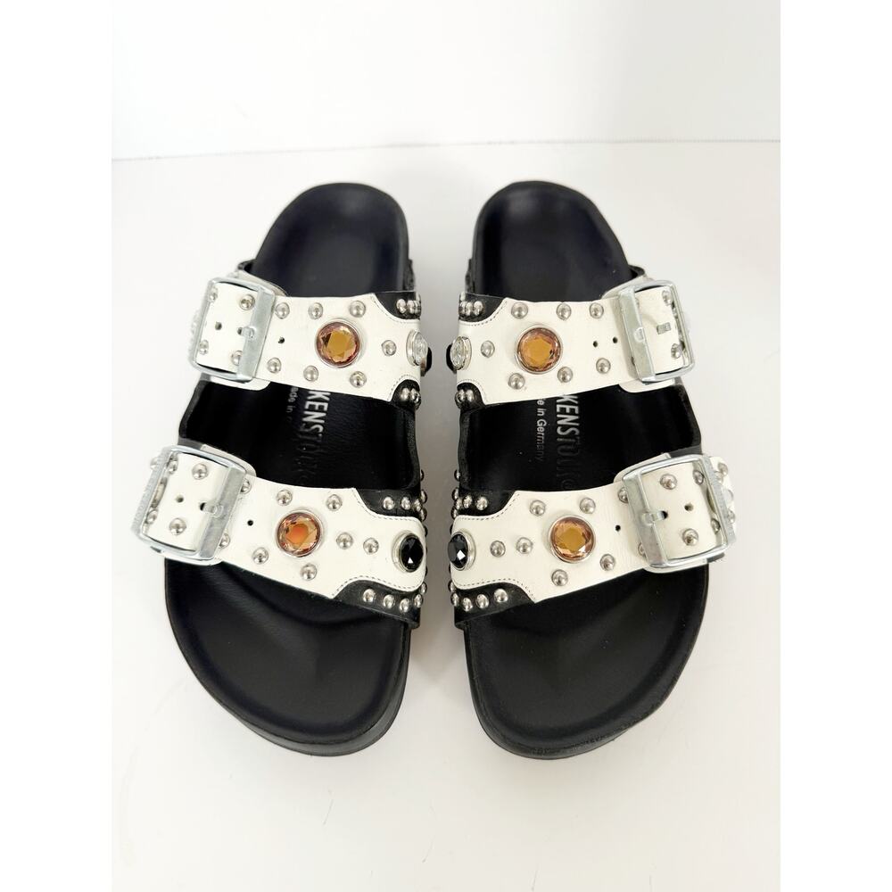 Birkenstock x Heidi Klum Studded Grommets Arizona Sandal White Sz 38 EU - Picture 15 of 16